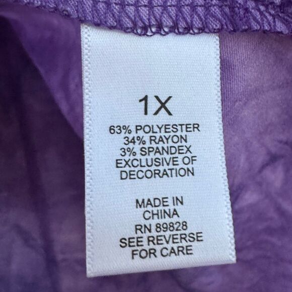 LOGO by Lori Goldstein Women's Purple Tie Dye Long Sleeve Top w/ Pockets Size 1X - Picture 8 of 9